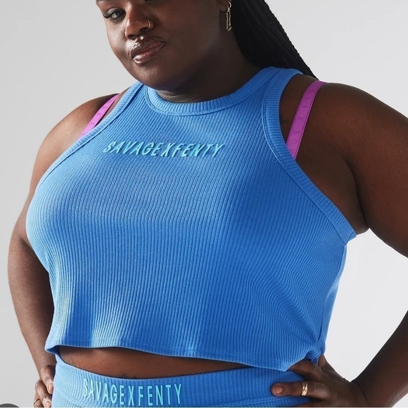 Savage X Fenty Heavy Rib Cropped Logo Tank - Picture 1 of 5